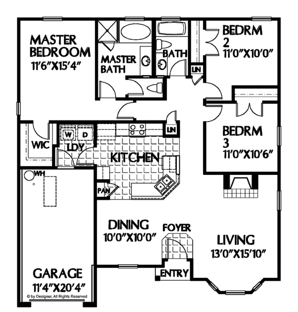 House Plan Design - Ranch Floor Plan - Main Floor Plan #999-60