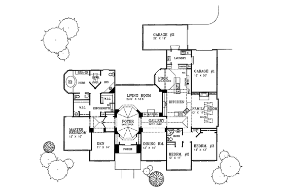 Floor Plan - Main Floor for Contemporary House Plan #72-1070 - 3 bed, 2 bath