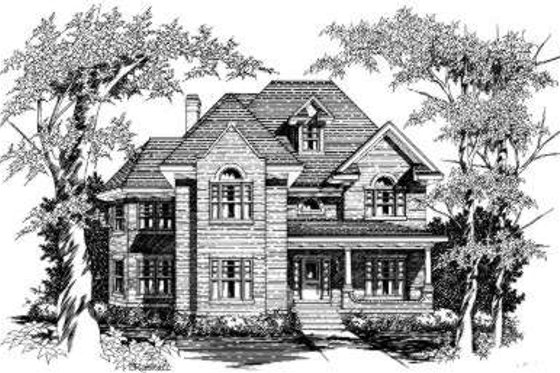 Exterior - Front Elevation for European House Plan #329-106 - 4 bed, 3 bath