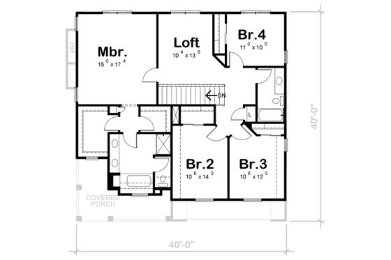 Floor Plan - Upper Floor for Bungalow House Plan #20-1846 - 4 bed, 3 bath