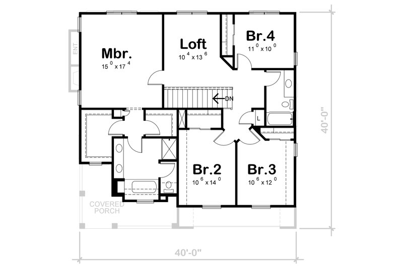 Dream House Plan - Floor Plan - Upper Floor for Bungalow House Plan #20-1846 - 4 bed, 3 bath