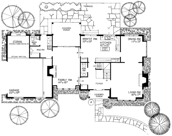 House Blueprint - Tudor Floor Plan - Main Floor Plan #72-755