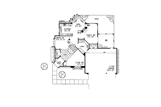 Floor Plan - Main Floor for Mediterranean House Plan #72-934 - 3 bed, 2.5 bath