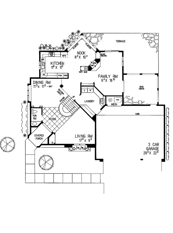 Architectural House Design - Mediterranean Floor Plan - Main Floor Plan #72-934