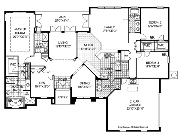 Architectural House Design - Mediterranean Floor Plan - Main Floor Plan #999-145
