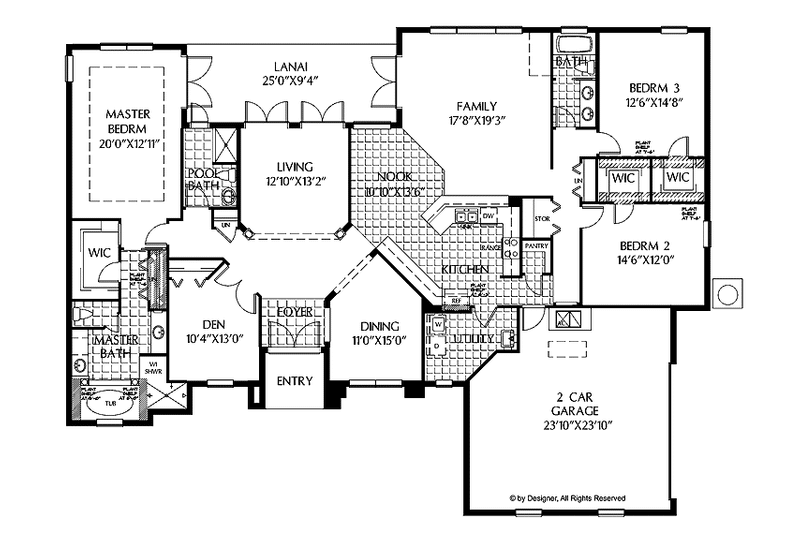 Home Plan - Floor Plan - Main Floor for Mediterranean House Plan #999-145 - 3 bed, 3 bath