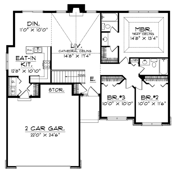 House Plan Design - Ranch Floor Plan - Main Floor Plan #70-1360