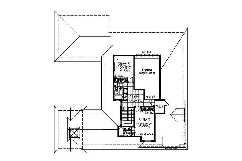 Home Plan - Floor Plan - Upper Floor for Country House Plan #1007-55 - 3 bed, 3.5 bath