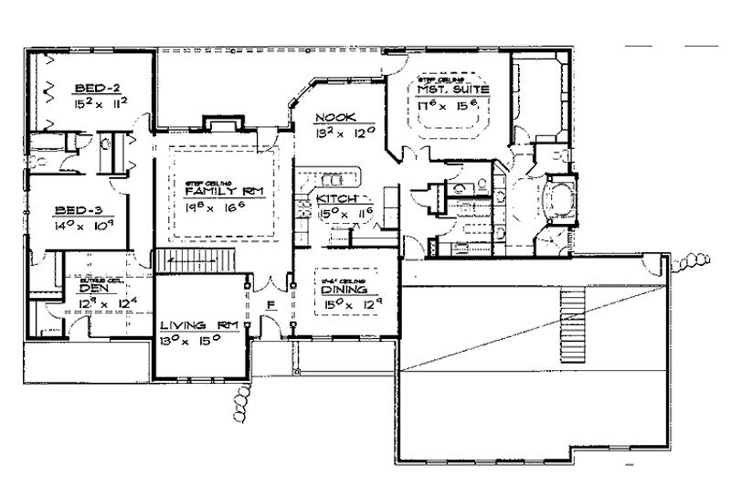 Architectural House Design - Floor Plan - Main Floor for European House Plan #308-269 - 4 bed, 2.5 bath