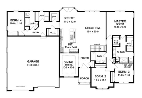 House Design - Ranch Floor Plan - Main Floor Plan #1010-87
