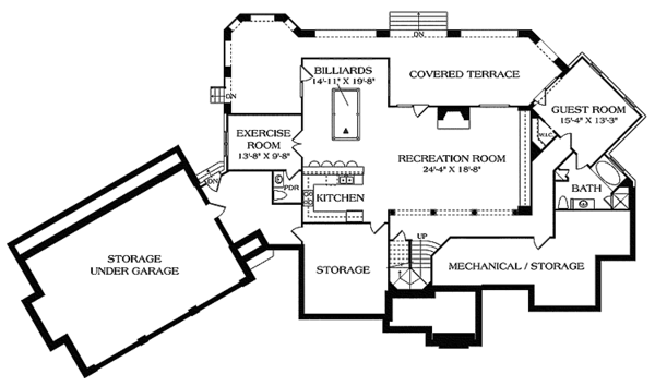 Dream House Plan - Craftsman Floor Plan - Lower Floor Plan #453-455