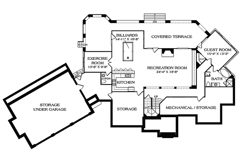 House Blueprint - Floor Plan - Lower Floor for Craftsman House Plan #453-455 - 5 bed, 4 bath