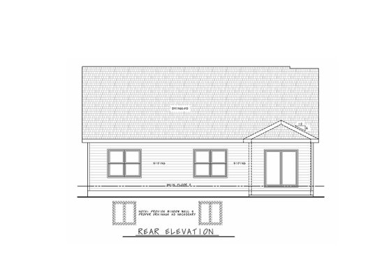 Exterior - Rear Elevation for Traditional House Plan #20-2358 - 3 bed, 2 bath