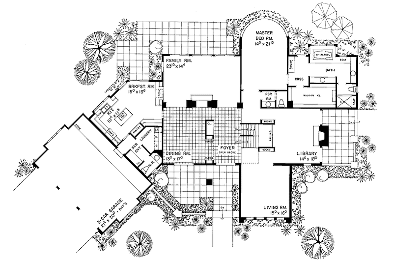 Home Plan - Floor Plan - Main Floor for European House Plan #72-999 - 4 bed, 3 bath