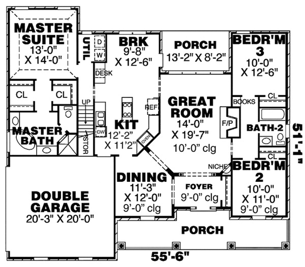Dream House Plan - Country Floor Plan - Main Floor Plan #34-263