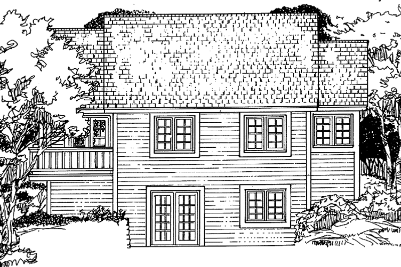 House Blueprint - Exterior - Rear Elevation for Craftsman House Plan #334-121 - 3 bed, 2 bath
