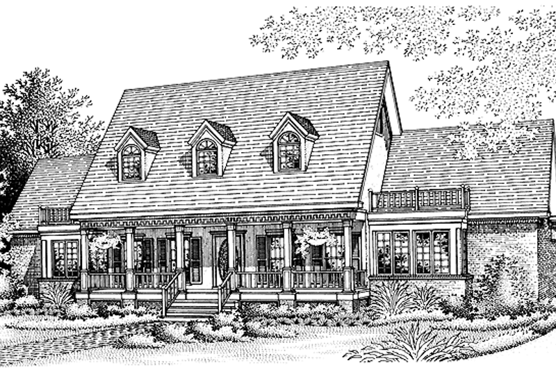 Architectural House Design - Exterior - Front Elevation 3 for Colonial House Plan #320-844 - 3 bed, 3.5 bath