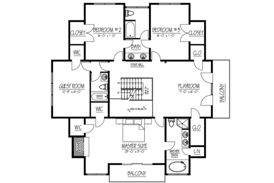 Floor Plan - Upper Floor for Contemporary House Plan #1061-7 - 4 bed, 3.5 bath