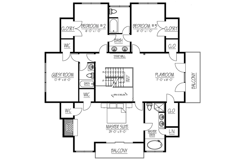 Dream House Plan - Floor Plan - Upper Floor for Contemporary House Plan #1061-7 - 4 bed, 3.5 bath