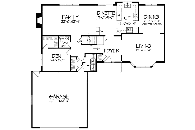 Architectural House Design - Floor Plan - Main Floor for Traditional House Plan #51-713 - 3 bed, 3 bath