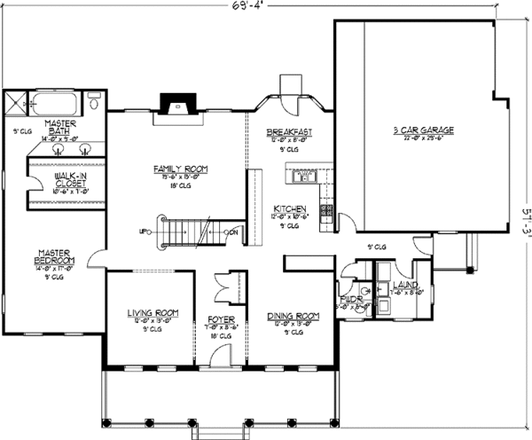 Architectural House Design - Country Floor Plan - Main Floor Plan #978-6