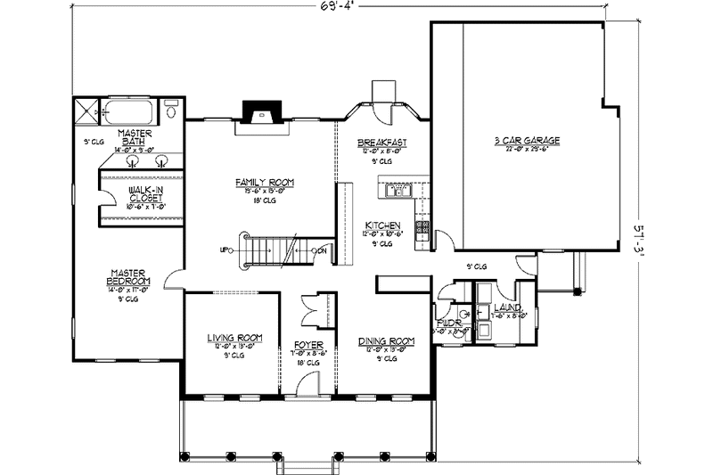Dream House Plan - Floor Plan - Main Floor for Country House Plan #978-6 - 4 bed, 2.5 bath