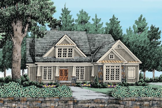 Exterior - Front Elevation 3 for Craftsman House Plan #927-4 - 4 bed, 3.5 bath
