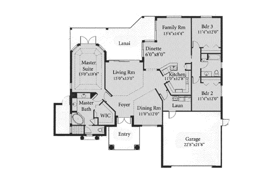 Floor Plan - Main Floor for European House Plan #115-112 - 3 bed, 2 bath