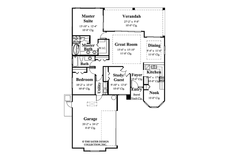 Home Plan - Floor Plan - Main Floor for Mediterranean House Plan #930-385 - 2 bed, 2 bath