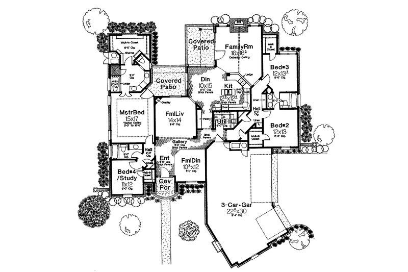 Home Plan - Floor Plan - Main Floor for European House Plan #310-1049 - 4 bed, 3 bath