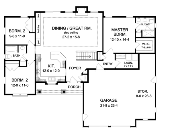 House Design - Ranch Floor Plan - Main Floor Plan #1010-68