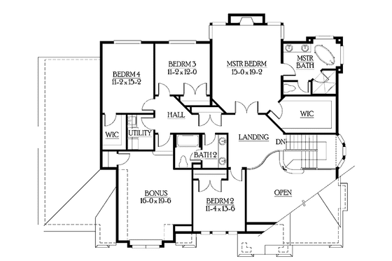 Floor Plan - Upper Floor for Craftsman House Plan #132-455 - 5 bed, 3.5 bath