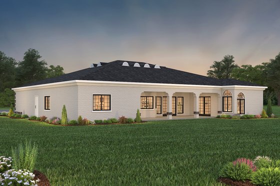 Exterior - Rear Elevation 1 for Adobe / Southwestern House Plan #1-1136 - 4 bed, 3 bath