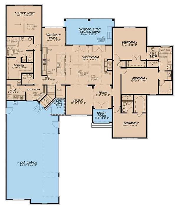House Plan Design - European Floor Plan - Main Floor Plan #17-3414