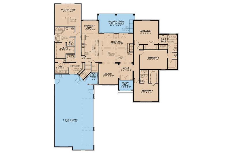 Dream House Plan - Floor Plan - Main Floor for European House Plan #17-3414 - 4 bed, 3.5 bath