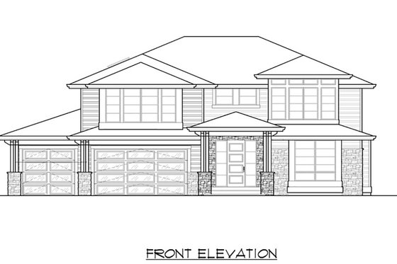Exterior - Front Elevation 3 for Contemporary House Plan #1066-80 - 4 bed, 3.5 bath