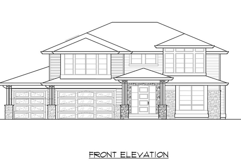 Home Plan - Exterior - Front Elevation 3 for Contemporary House Plan #1066-80 - 4 bed, 3.5 bath