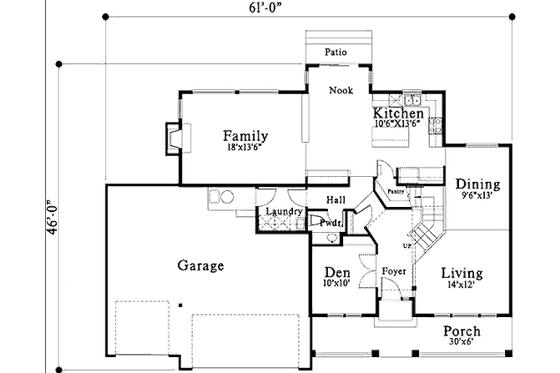 Floor Plan - Main Floor for Traditional House Plan #78-125 - 4 bed, 2.5 bath