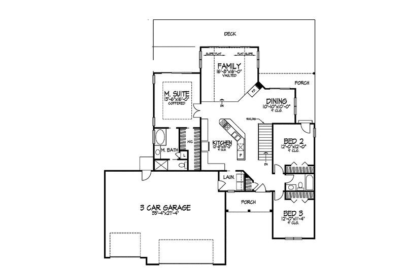 Home Plan - Floor Plan - Main Floor for Ranch House Plan #320-901 - 3 bed, 2 bath