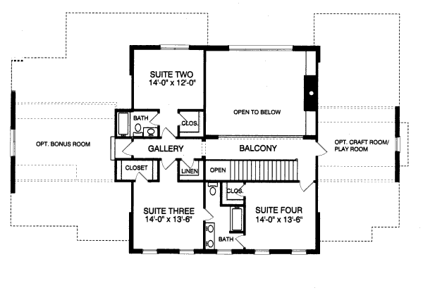 House Design - Colonial Floor Plan - Upper Floor Plan #413-810