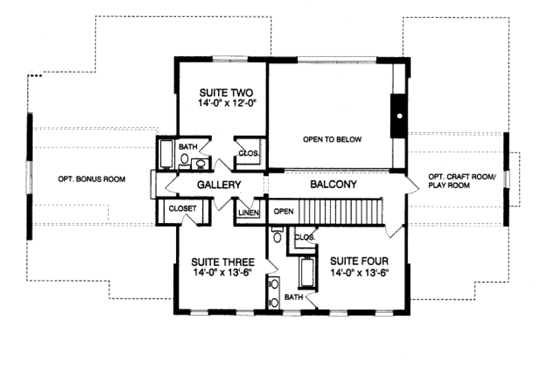 Home Plan - Floor Plan - Upper Floor for Colonial House Plan #413-810 - 4 bed, 4 bath