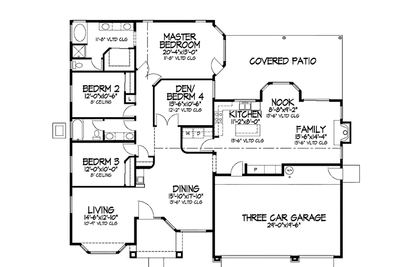 Home Plan - Floor Plan - Main Floor for Mediterranean House Plan #320-981 - 3 bed, 2 bath