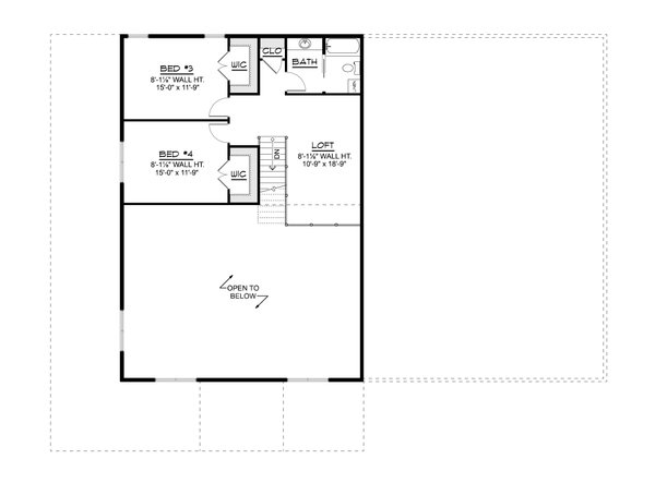 House Blueprint - Floor Plan - Upper Floor for Barndominium House Plan #1064-492 - 4 bed, 3.5 bath