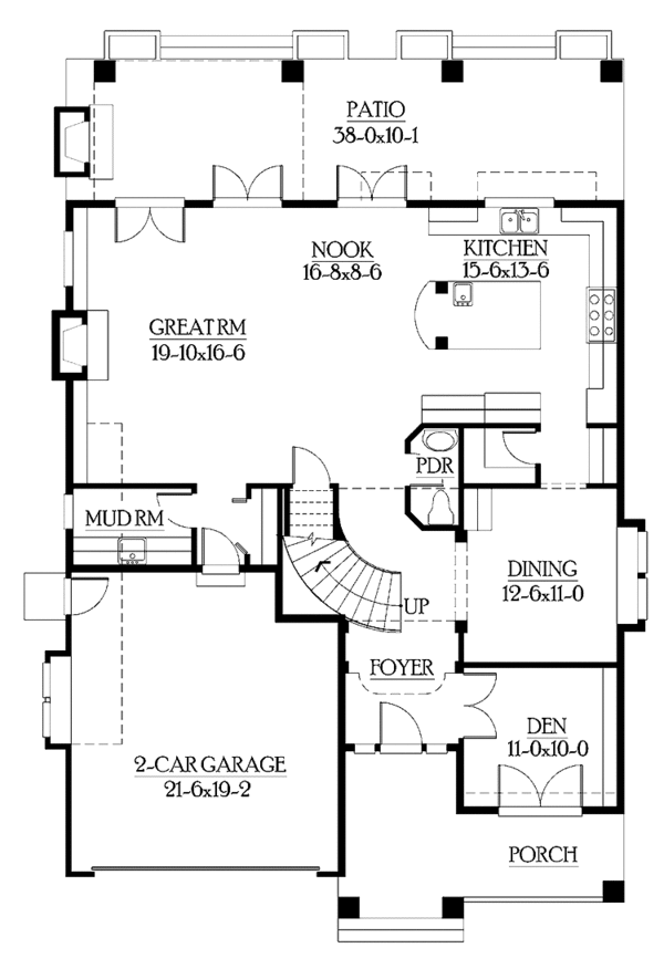 Architectural House Design - Craftsman Floor Plan - Main Floor Plan #132-321