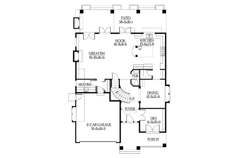 Home Plan - Floor Plan - Main Floor for Craftsman House Plan #132-321 - 3 bed, 2.5 bath