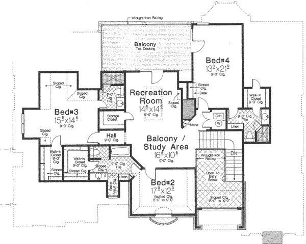 Dream House Plan - European Floor Plan - Upper Floor Plan #310-347