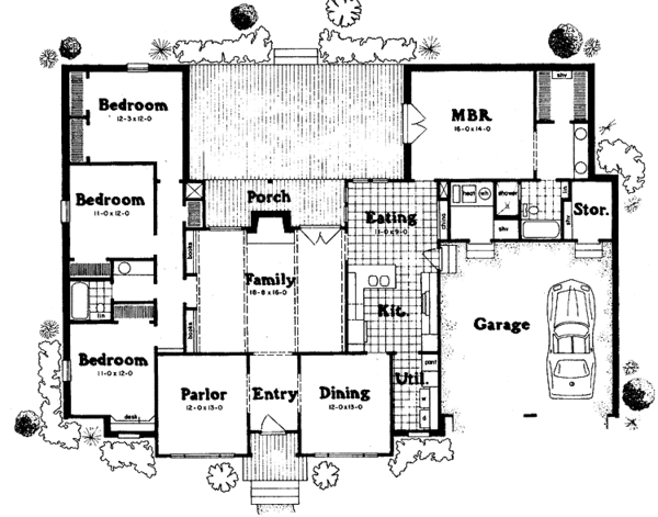 Architectural House Design - Colonial Floor Plan - Main Floor Plan #36-600