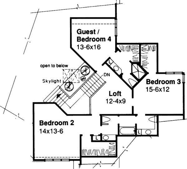 House Blueprint - Traditional Floor Plan - Upper Floor Plan #320-564