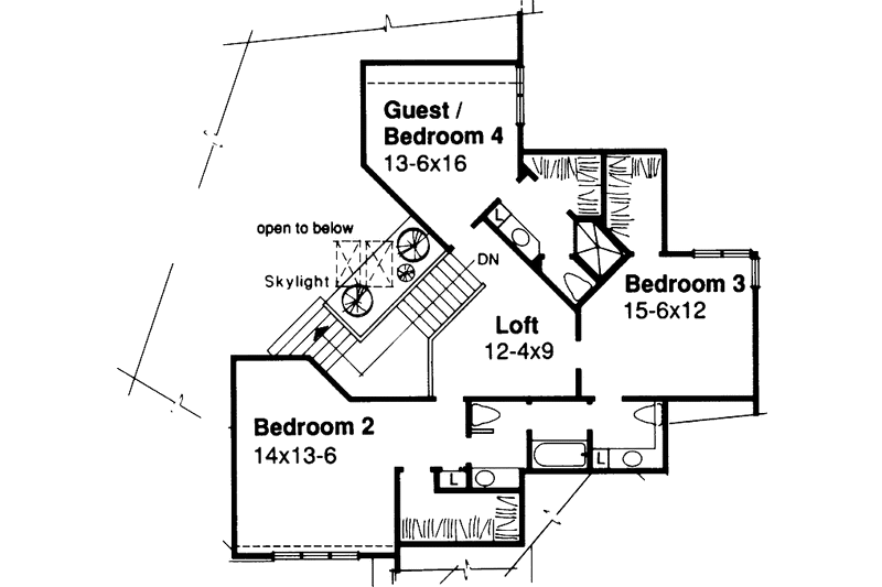 House Blueprint - Floor Plan - Upper Floor for Traditional House Plan #320-564 - 4 bed, 4.5 bath