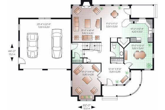 Floor Plan - Main Floor for Victorian House Plan #23-835 - 3 bed, 2.5 bath